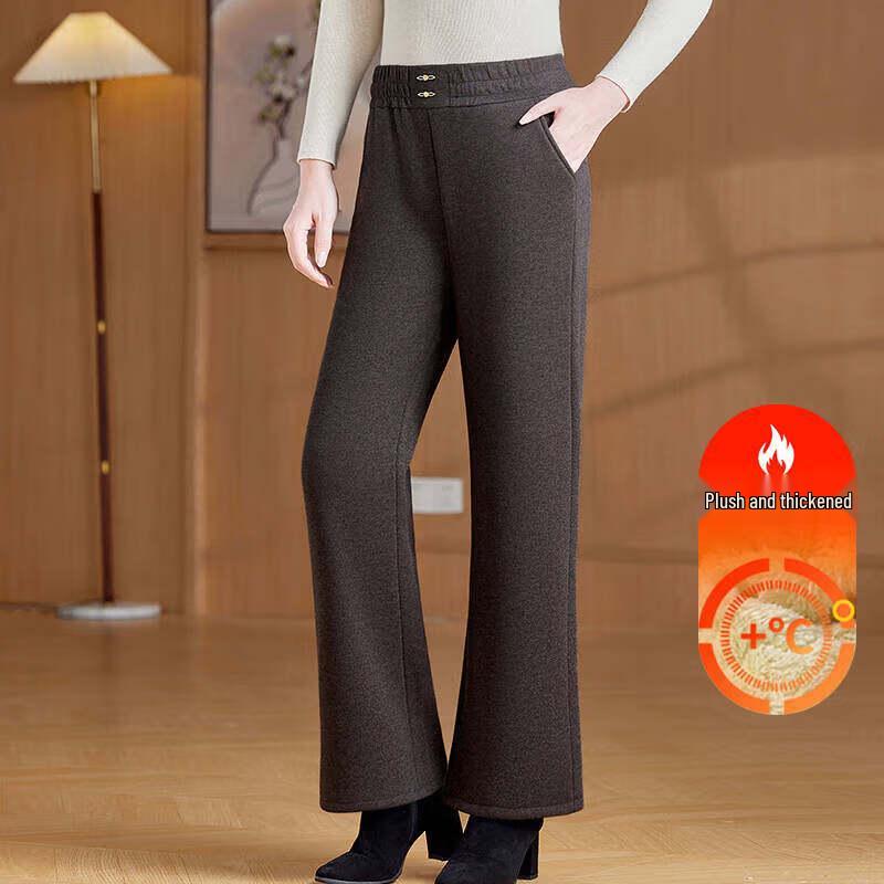 JIANHU Women s Winter Plus Velvet High-Waist Straight-Leg Pants 4XL