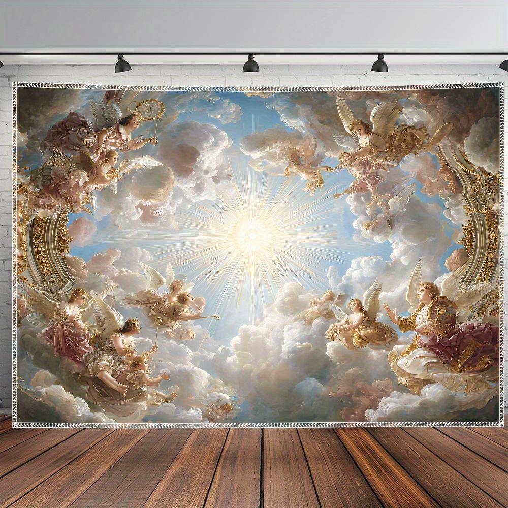 VIKAMA Классический Ангел Небеса Гобелен Барокко Религиозное Искусство Фон Стиль Буо Стиль Легкая Роскошь Декор Гостиной 74x94cm(29x37in)