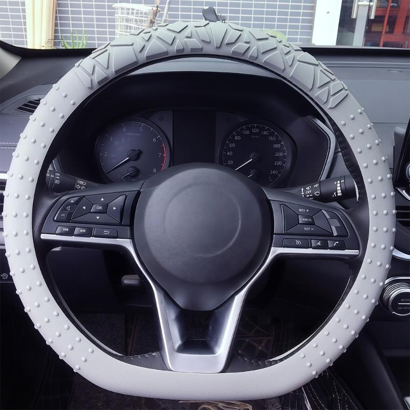 Car Steering Wheel Protector Covers 15inch Anti Slip Cover Elastic Geometric Pattern Cover Silicone Car Accessories