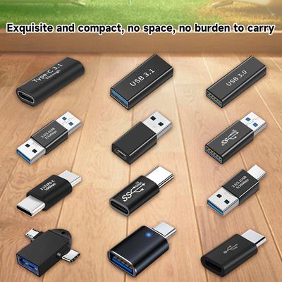 12PCS USB-C To USB 3.0 Female-To-Female Male-To-Male And Female-To-Male Adapters OTG for Laptops Android Phone Tablet Office 3