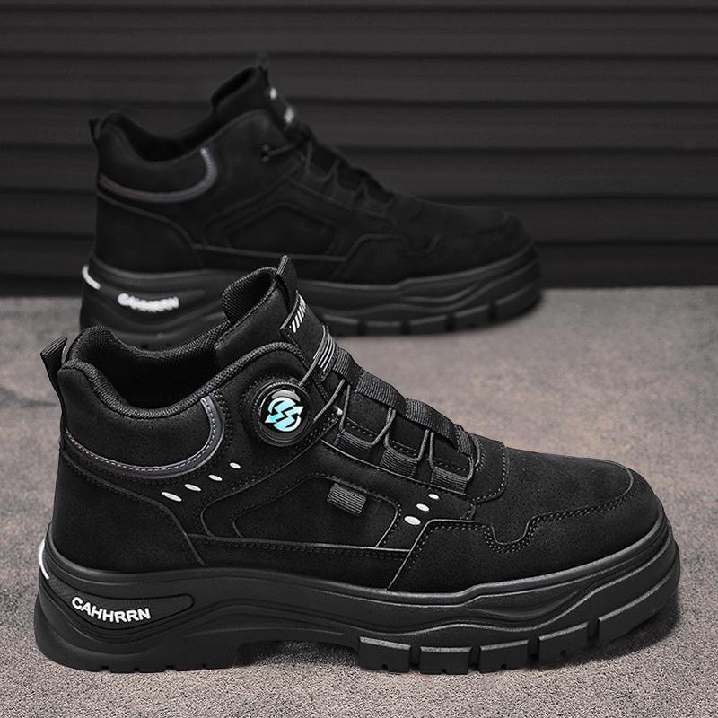 

Men s shoes autumn men s fashion trend tooling short boots spiral button sports high-top Martin boots 39 чорний