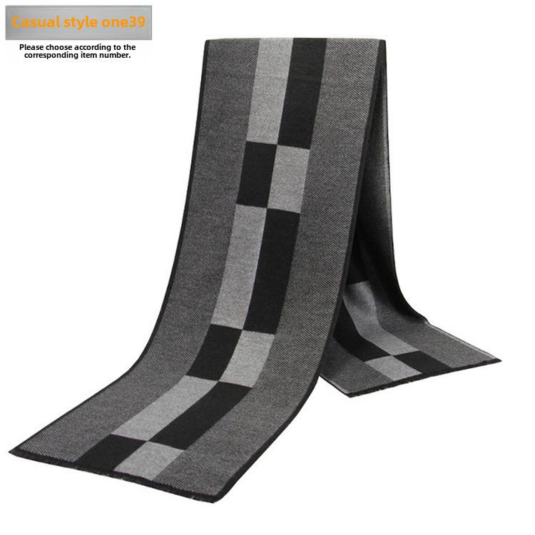 Men's Autumn & Winter Plaid Imitation Cashmere Scarf - Warm & Thick Custom Design