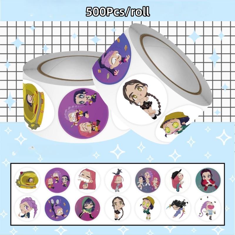 500Pcs/Roll Anime Kpop Demon Hunters Stickers Diy Scrapbooking Phone Luggage Skateboard Waterproof Decal Child Toy Gift