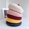 Super Cute Red Dot Beret Cap Women Autumn And Winter Fashionable Versatile Warm Wool Knitted Painter Hat Cute Bud Hat