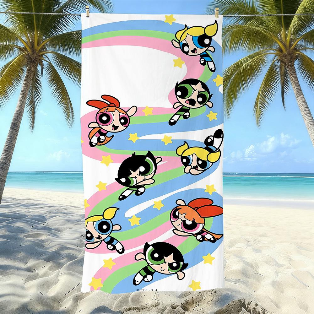 Cartoon Flying Little Policewoman Microfiber Beach Towel Quick-Drying Water-Absorbing Children'S Swimming Bath Towel Travel Portable Large Ruler