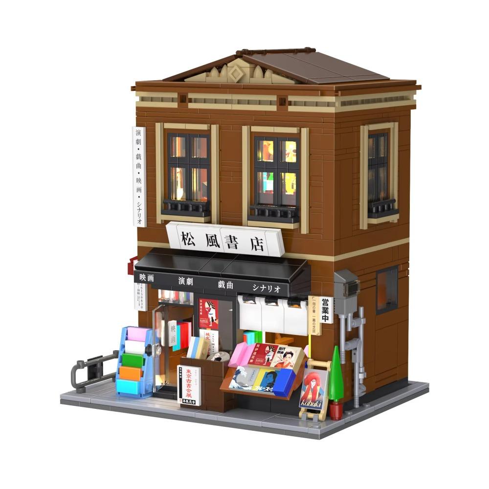 Cada Japanese Sushi HouseBricks Shop LED Japanese Steamed Bun House Building Blocks Summer Cafe Cada Toy Street View Series Set