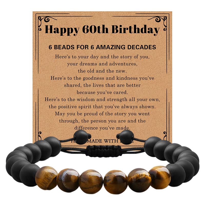 Milestone Birthday Gift: Tiger Eye & Frosted Stone Woven Bracelet