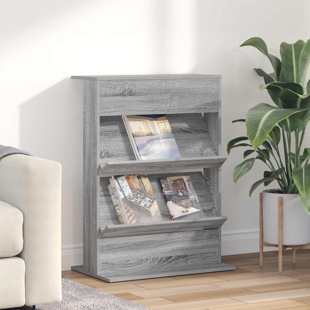 Magazine Shelf Grey Sonoma 70 X 41 X 96 Cm Particleboard
