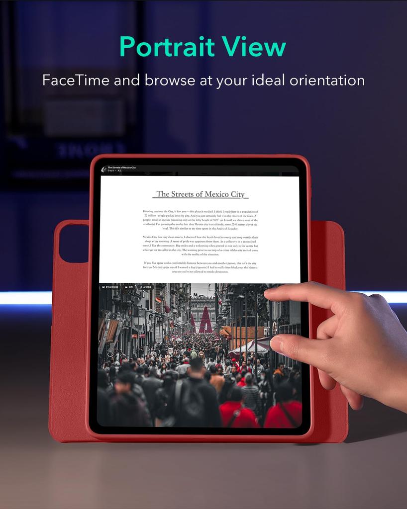 ESR iPad Pro Case Dedicated Rotating Case with Removable Magnetic 9 Adjustable Angle Rugged Shift Red 12.9 (2022/2021, 6th/5th Generation) Cover,