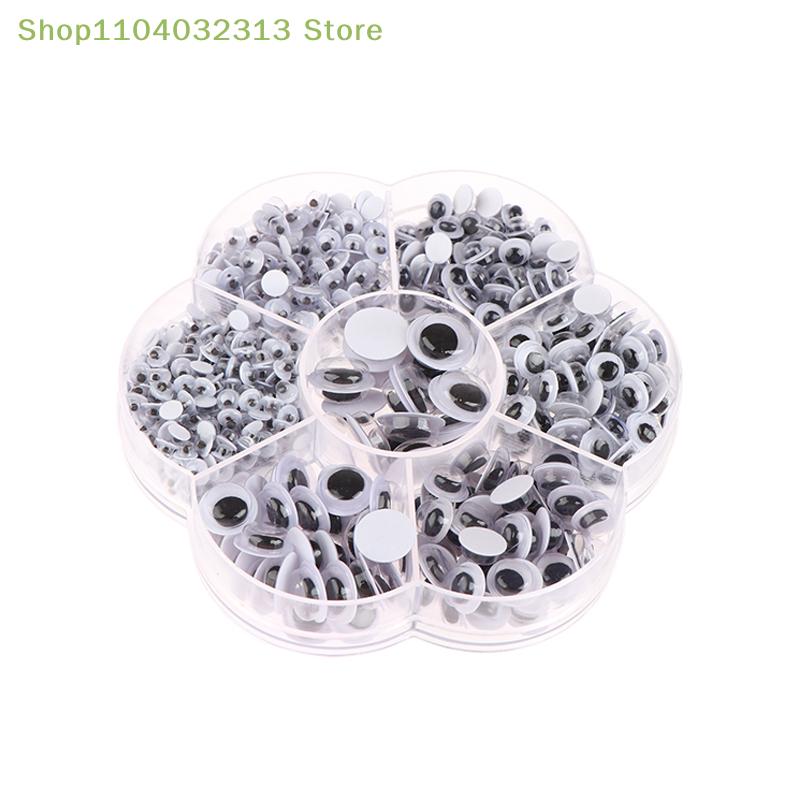 petite700PCS Mixed 4/5/6/7/8/10/12mm Dolls Googly Wiggly Eyes DIY Scrapbook Self-adhesive Moving Eyes For Toys Accessories