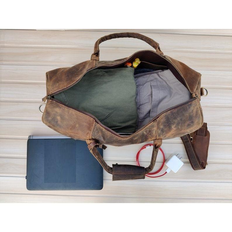 Leather Duffle Bag, Handmade Leather Weekender, Gym Bag, Vacation Duffel Bag, Travel Bag, Overnight Bag Leather Holdall for womens day gift