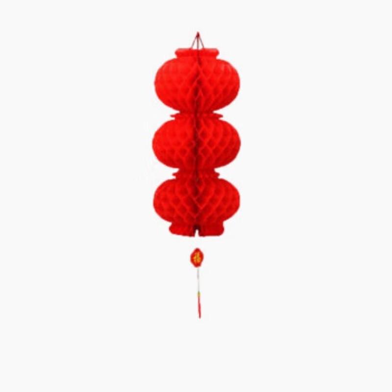 Red Honeycomb Plastic Paper Lantern String 15# Triple String