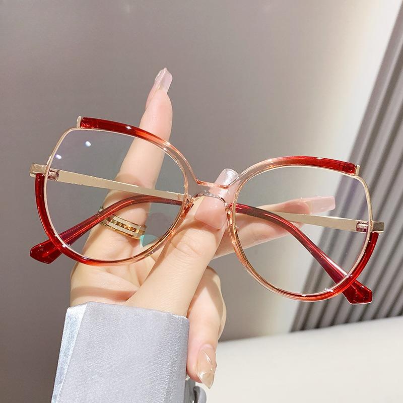 Fashionable Cat Eye Glasses Anti Blue Light HD Flat Lens Full Frame Ultra Light Versatile Eyewear