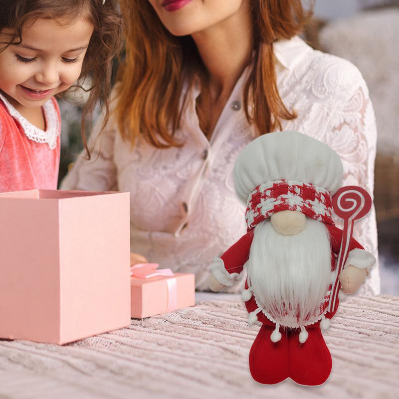 Christmas Gnomes Plush 9.8 Inch Faceless Dwarf Doll Plush Gnomes Hold Candy Cane For Christmas Holiday Home Indoor Display