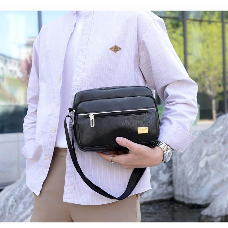 Fashion Men Messenger Bags PU Leather Handbags for Man Male Crossbody Bag Casual Storage Shoulder Bag Zipper Direction Random