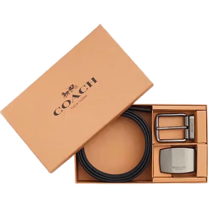 Мужской ремень Coach с двойной пряжкой, подарочный набор