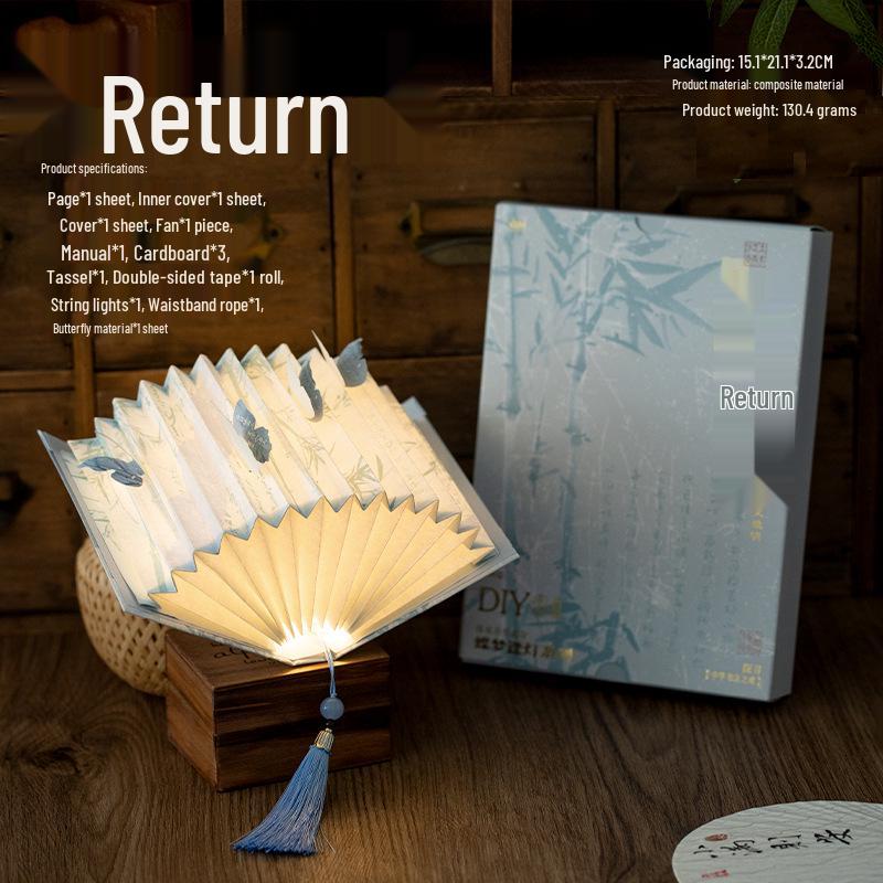 

DIY Yuxian Chinese Fan-Shaped Book Light - Huadeng Series: Ancient Art Calligraphy & Famous Paintings Kit for Kids