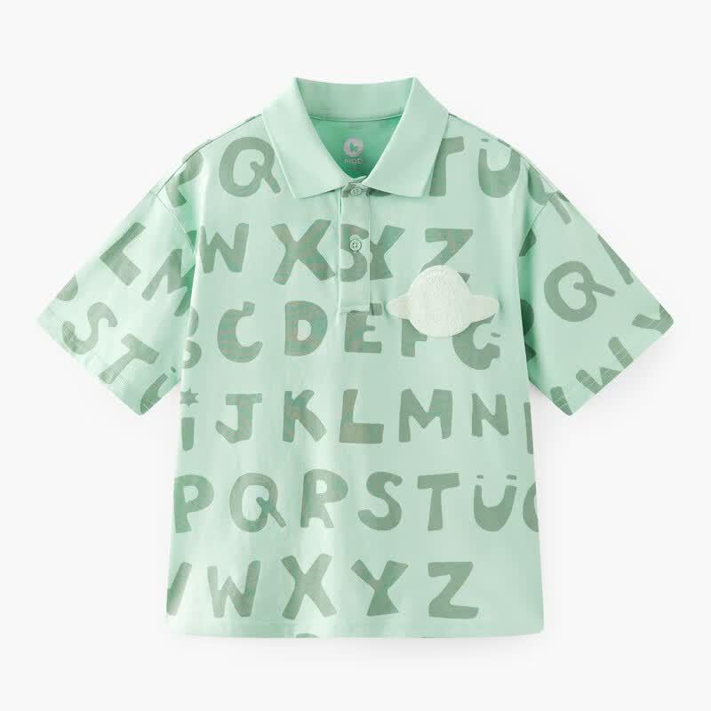 MQD Boys' Short Sleeve Letter Polo T-Shirt