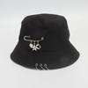 Bucket Hat Women Men Unisex Folding Fisherman Hat Black Metal Ring Flat Top Hip Hop Hats For Women Summer Solid Color Gorro New