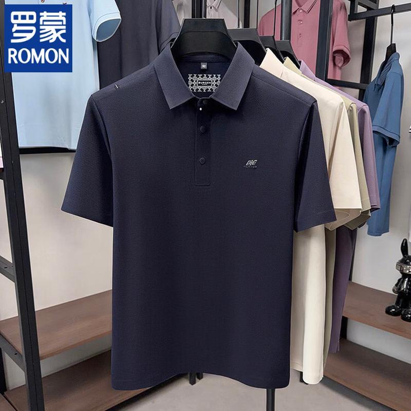 

ROMON Men s Linen Blend Quick-Dry Polo T-Shirt 50
