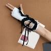 Lolitas Crinkled Hollow Out Gloves Satins Lace Ribbon Adjustable Wrist Sleeves For Women Party Fashion Accessories