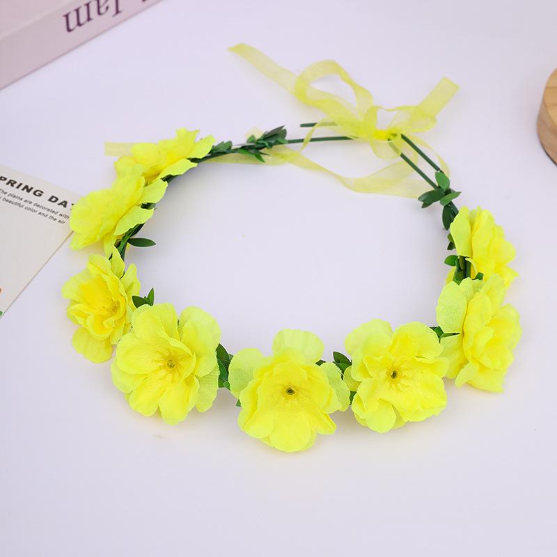 Flower Crown Headband For Women Girls Adjustable Floral Hair Wreath With Ribbon Boho Flower Headpiece Wedding Festival Party