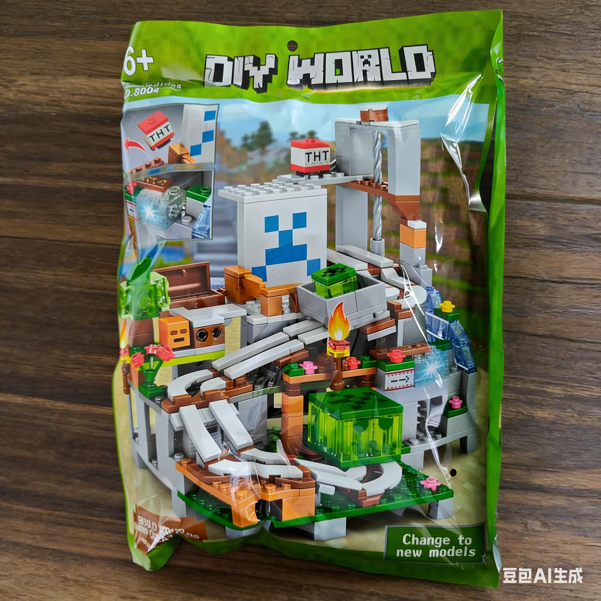 

The Cave Village Special Edition Building Block Set With Steve Action Figures Compatible My World Set Toy светло-зеленый