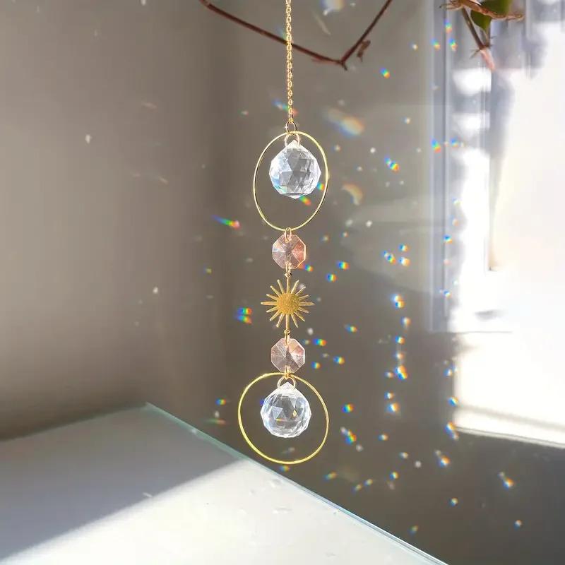 1pc Hanging Crystal Sun Catcher - Wind Chime Pendant for Wedding Parties, Home Decor, Photo Props & Outdoor Use