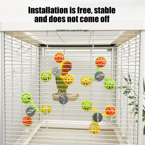 2 szt. Zestaw zabawek-spinnerów i grzechotek dla papug Interaktywna piłka-grzechotka Koło Zabawka dla papużek falistych Zabawki do klatki dla ptaków dla papużek falistych, konur, nimf Wzbogacenie Żucie Ćwiczenia