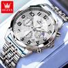 OLEVS 3676 Quartz Movement Watch For Men Classic 24-hour Moon Phase Luminous Function 30M Waterproof Calendar Window Watch