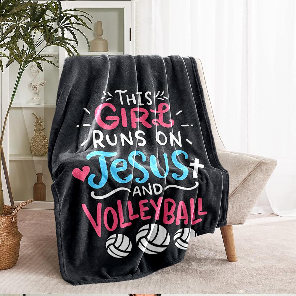 Volleyball Theme Printed Blanket - Perfect for Couch, Bed, Travel & Outdoor Use | Machine Washable, Cozy & Durable.