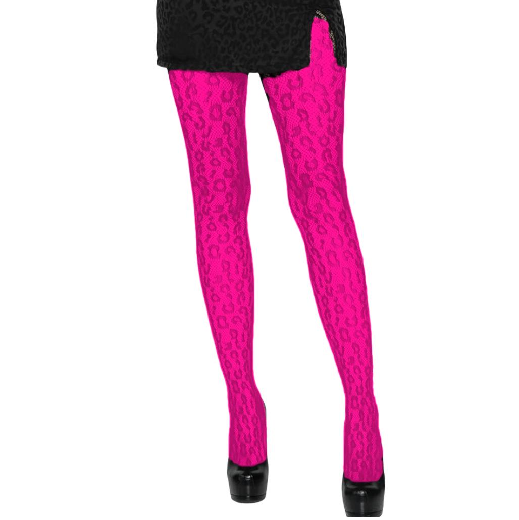 Nieuwe Kleur Visnet Panty's Dames Luipaard Lingerie Mesh Bodystocking Hoge Taille Legging Roze Groen Rood Sexy Panty pink