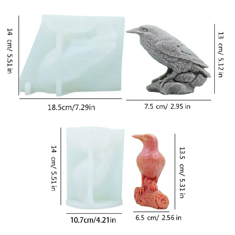 3D Crow Candle Mould Silicone Molds Halloween Castings Molds Home Decorations