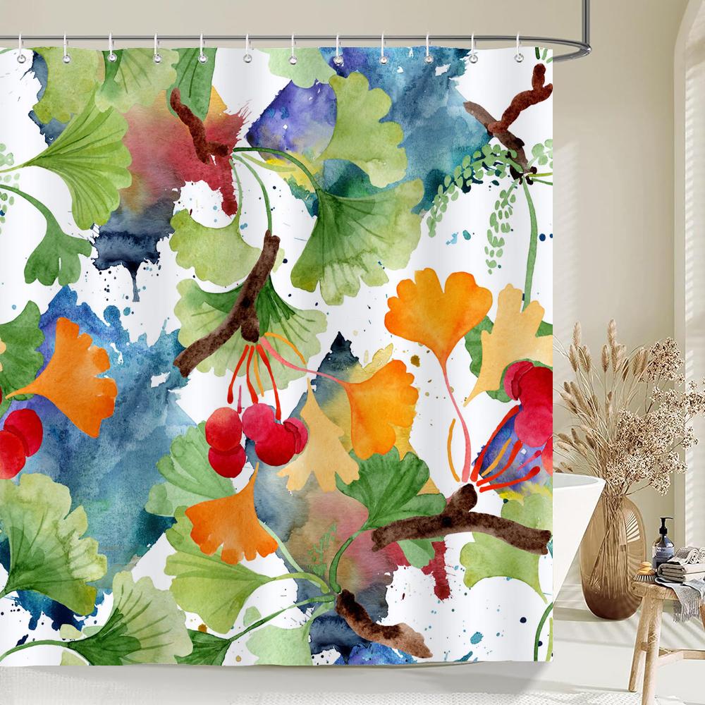 Green Plants Flowers Waterproof Polyester Shower Curtains Eco-friendly High Quality Bathroom Curtains Blind For Home Decorations