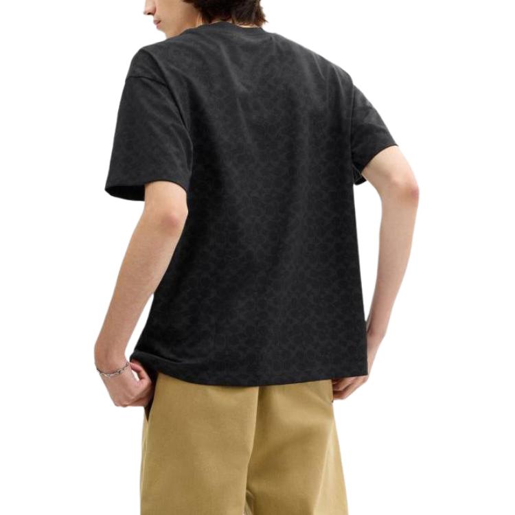 Coach FW25 Ribbed Round Neck Short Sleeve T-Shirt Unisex Tops CCQ41-OY2