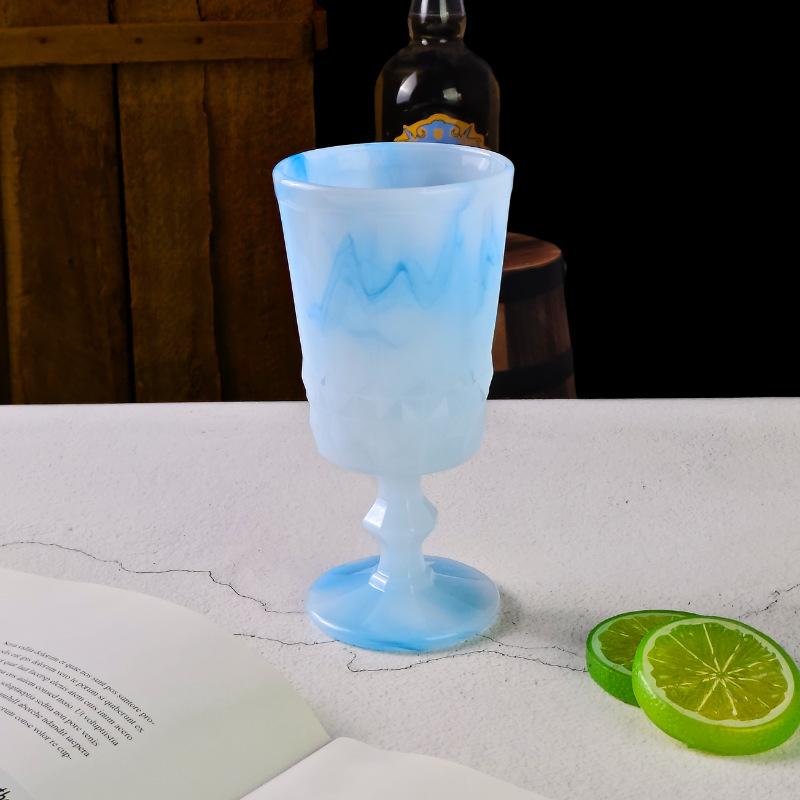 Milk Jade Glass Cup Goblet Glass Wine Glass Colorful Retro Glass Champagne Cocktail Glasses