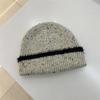 New autumn and winter big head circumference warm thickened knitted hat striped face small wool hat women