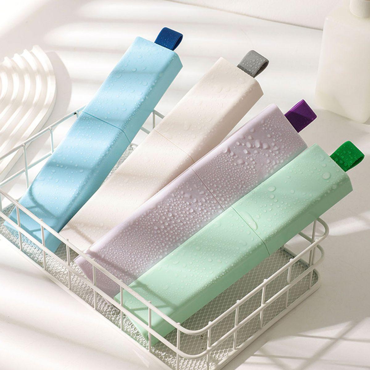 Macaron Lumi Portable Toothpaste and Toothbrush Case white