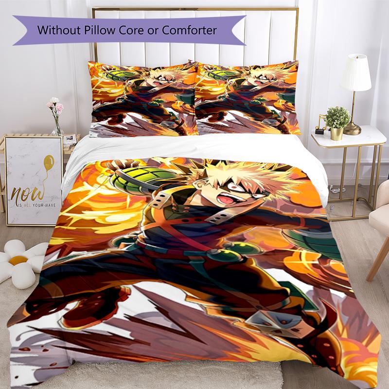 3pcs My Hero Academia Bedding Set Duvet Cover Closure Includes 1 Duvet Cover & 2 Pillowcases, Soft and Comfortable for All Seasons.