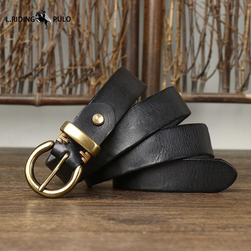 Retro Korean Style Fashion All-match Women's Belt Ladies Copper Buckle Genuine Leather Cowhide Jeans Belt Female