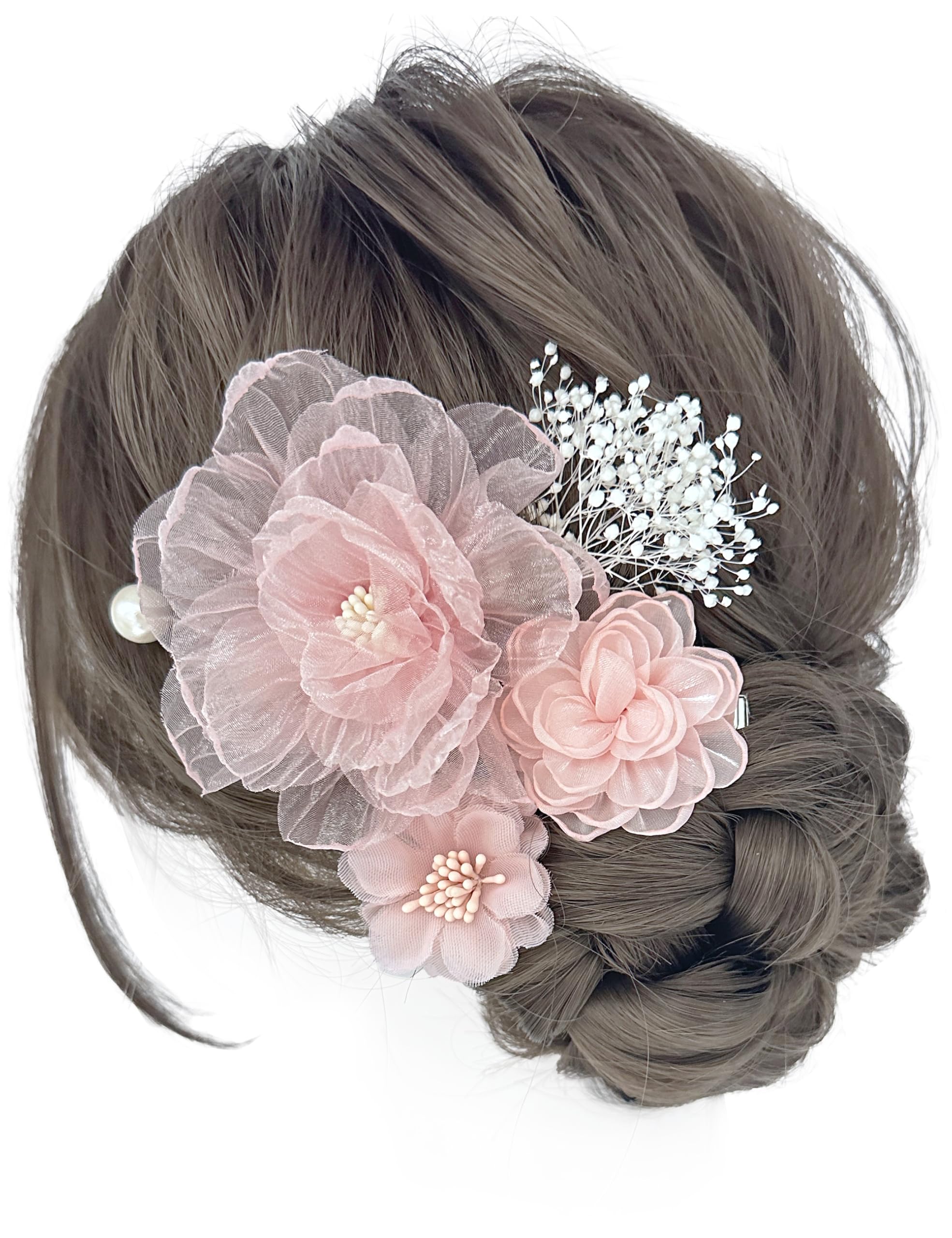 

[Jzoon] Hair Ornament, Hair Accessory for Japanese Clothing, Kimono, Yukata, Flower Ornament, Baby s Breath, Festival, Fireworks Display,