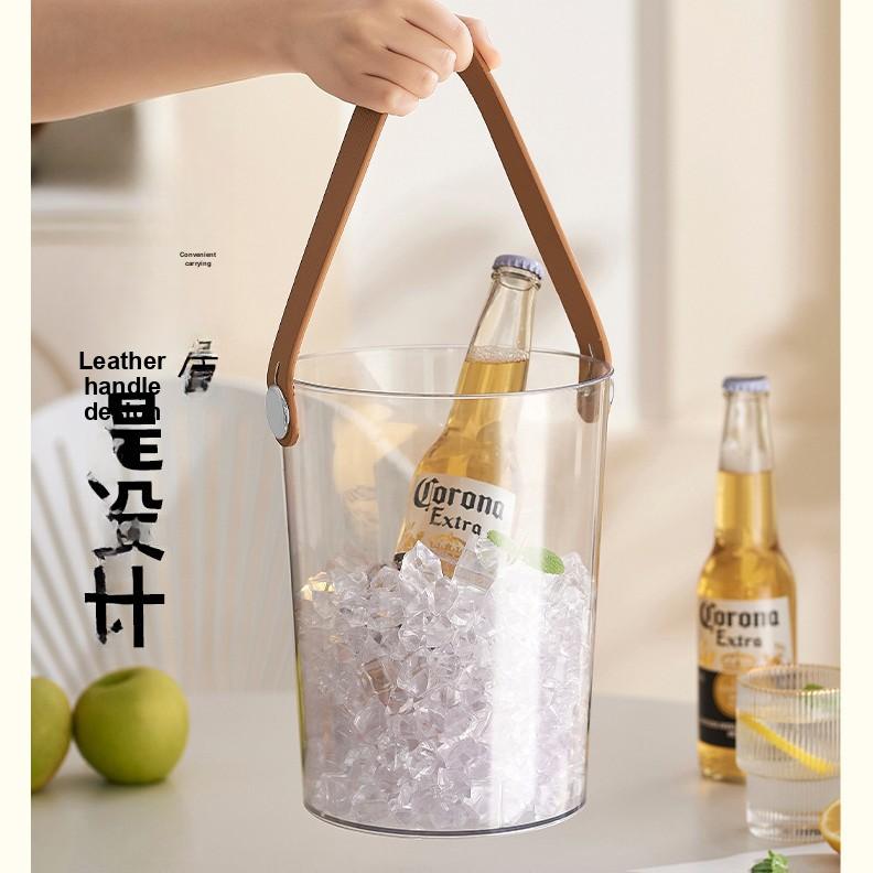 Household Plastic Drink Ice Bucket Hand Raise Appearance Beer Bucket Ice Cooling Water Bucket Large Size Simple Ice Block Storage Bucket