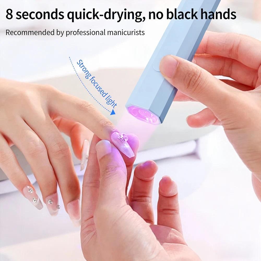 Mini UV Nail Light Timers & Adjustable Stand Handheld Nail Lamp for Gel Nails USB Rechargeable Nail Dryer Flash Curing for Glue