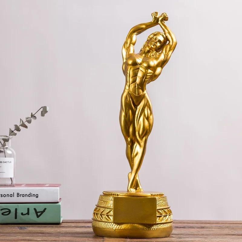 Fitness Muscle Man Sets Up Bodybuilding Sports Competition Trophies Boxing Figures Statues Sculptures Gym Decorations Gift