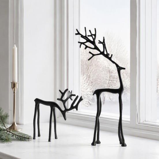 Indoor Festive Ornaments Christmas Reindeer Statue, Small Deer Sculpture Figurine, Modern Elegant Office Desk Decorations Holiday Decor for Tabletop,