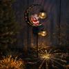 Holiday Path Stake Lights Santa Garden Light, Solar Powered Crescent Moon Lamp, Double Ornament Glass Globes, Christmas Waterproof Pathway