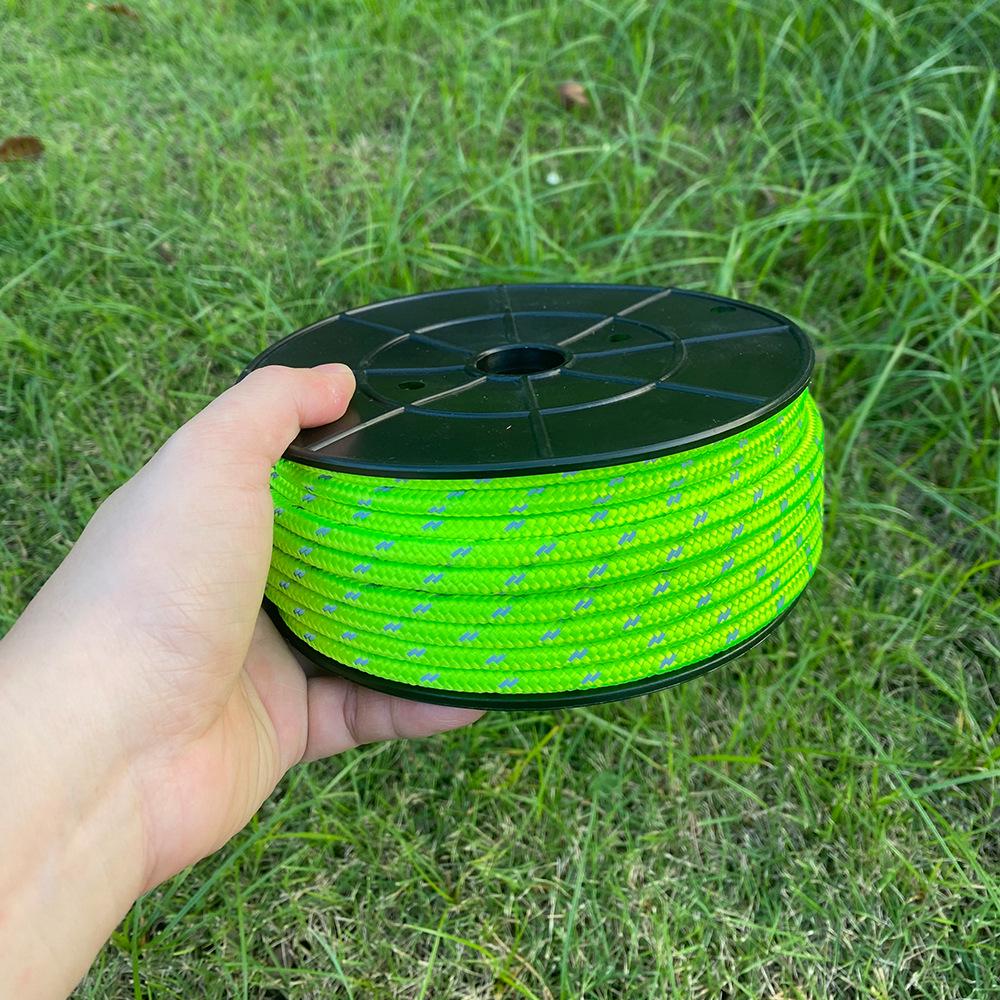

6mm x 30M Thickened Reflective Tent Rope - Portable Guy Rope for Camping флуоресцентный зеленый