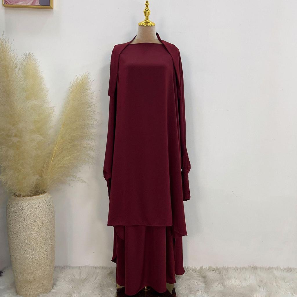 Loriya 2023 Solid Color Streetwear Swing Robe Dress Set - LR618