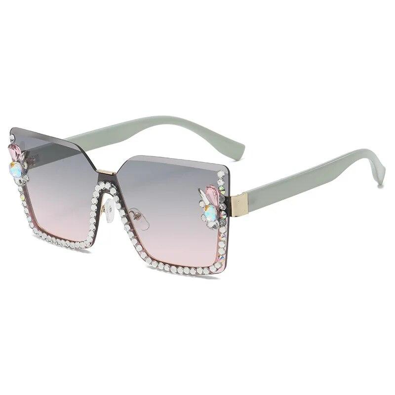 Big Square Shaped Diamond Sun Glasses Women  Designer Fashion Sun Glasses UV400 Outdoor Sun Protection Sunglasses