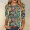 Women's fashion casual print round neck top